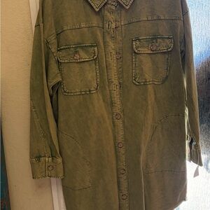 Ivy Jane Khaki Long Sleeve Button-Up Dress